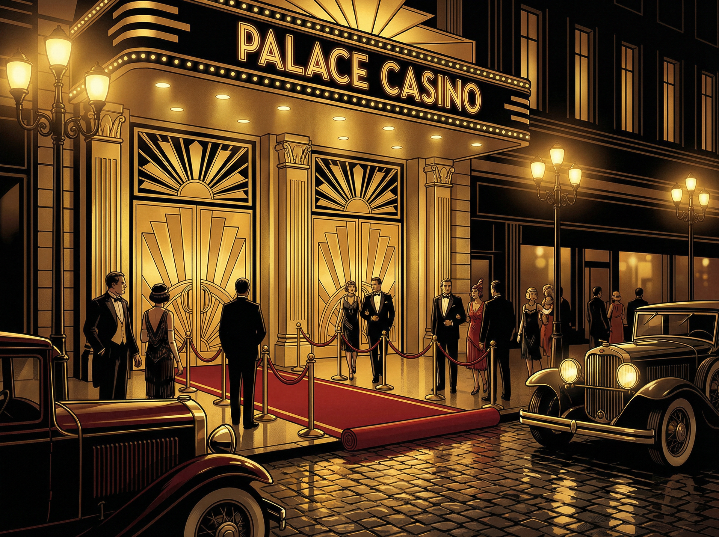 壹号娱乐 - 1920年代Art Deco风格赌场入口